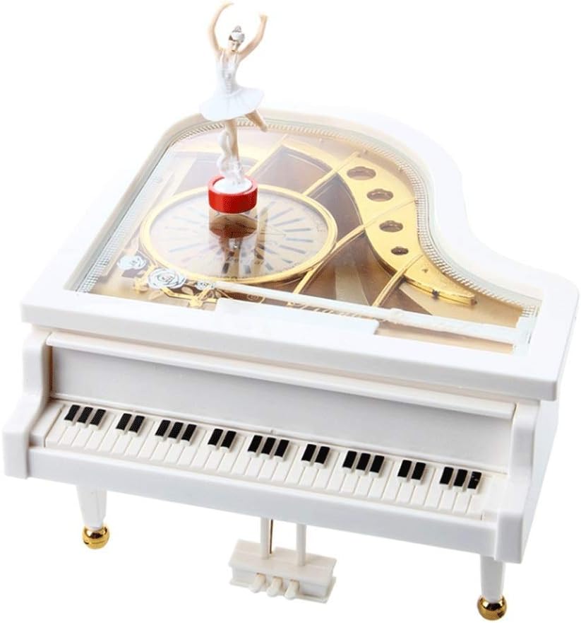 Triangle White Music Box Jukebox Grand Piano White Ballerina Music Box