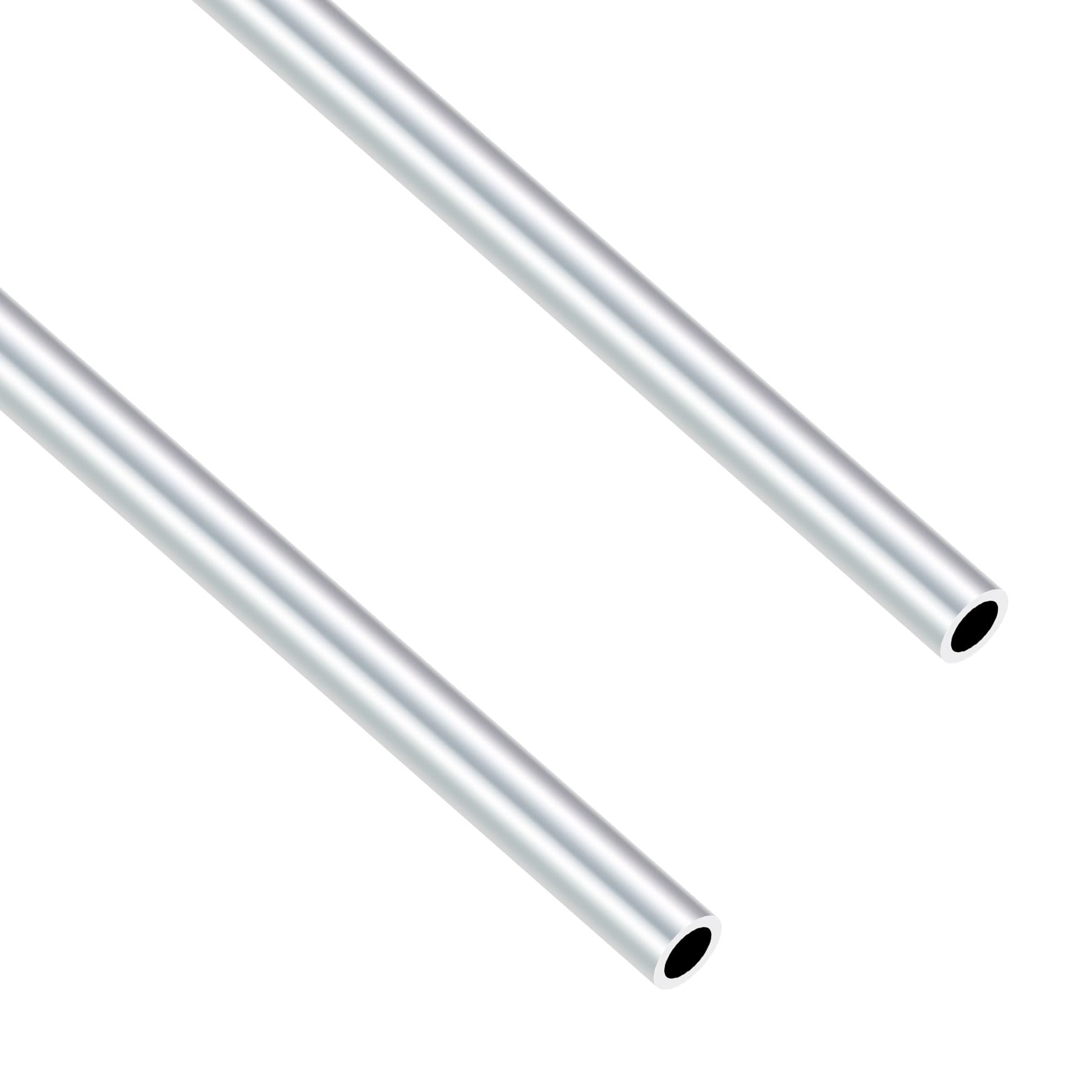 Imeistek Silver 6063 Aluminium Round Tubes, 10Mm Od 7Mm Id 400Mm Length Seamless Aluminium Tubes For Diy Model, Industrial,Decorative (2Pcs)