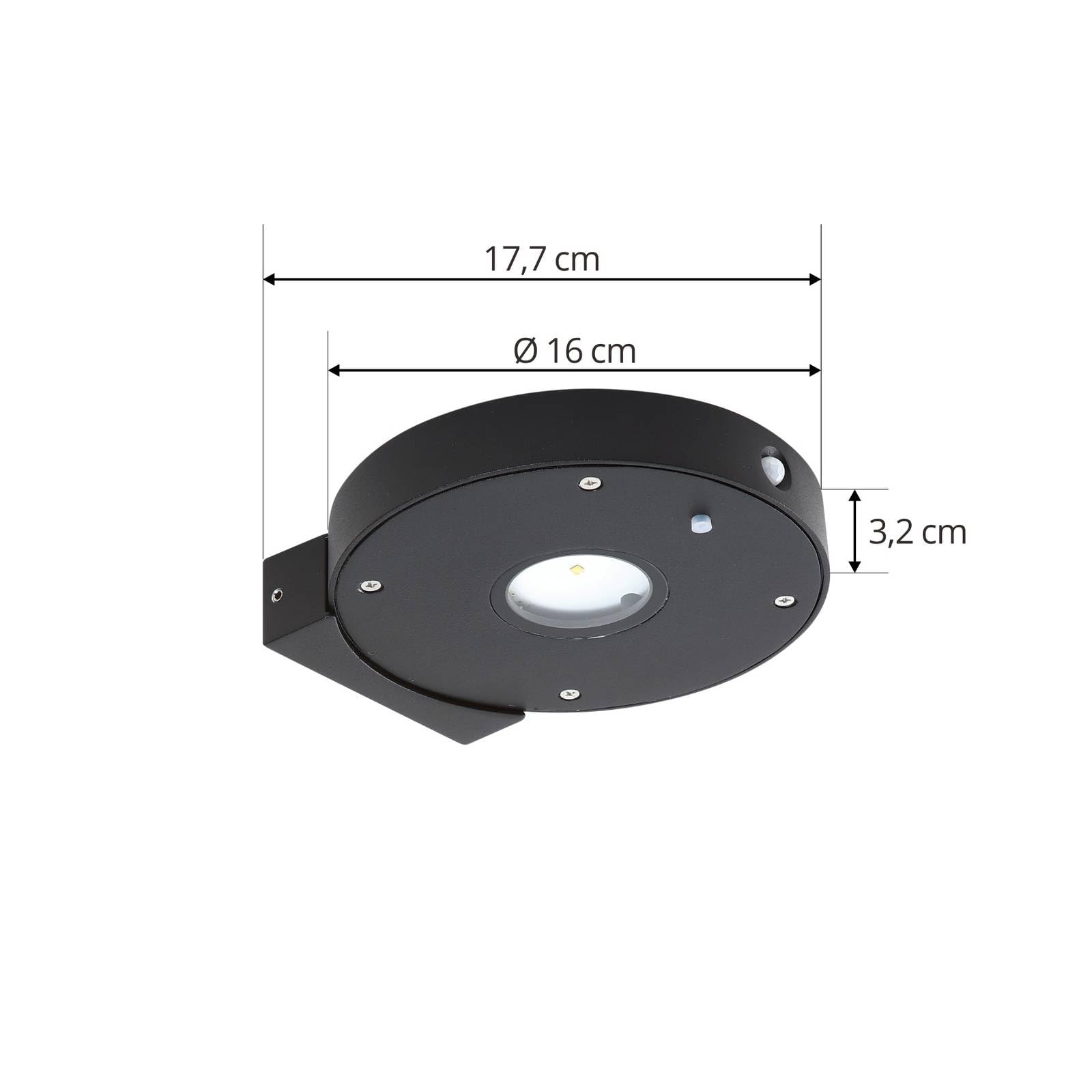 Lucande Tavon lampa solarna LED, zewnętrzna, ściemniana z czujnikiem ruchu (ochrona przed pryskającą wodą (nowoczesna) w kolorze czarnym z aluminium (1 żarówka) – solarna lampa ścienna do użytku na