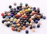 Natural Stone Beads 100pcs Round Genuine Real Stone Beading Loose Gemstones Hole Size 1mm DIY Smooth Bead for Bracelet Necklace Earrings Jewelry Making(Natural Stone Beads Multicolor, 8mm)