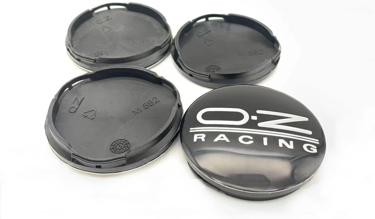 Generic 4pcs OZ 55/52mm Racing Car Wheel Center Hub Caps Wheel Dust-Proof Covers M582 OD-55mm(2.16""), ID-52mm（2.04""） (Black Silver)
