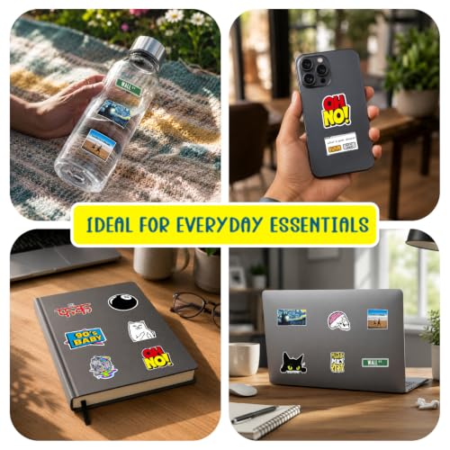 Image of CodersParadise Random Decorative Stickers Pack of 51, Assorted Vinyl Decals for Laptop, Water Bottle, Phone Case, Notebook, Journal, Scrapbook, Luggage, Helmet, Bike and DIY Crafts