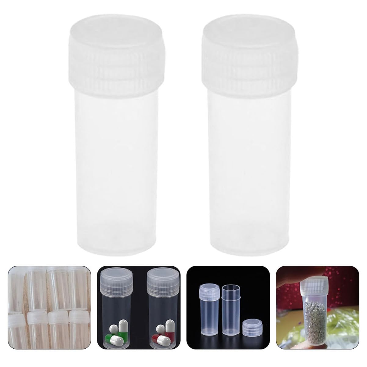 KICHOUSE 100pcs Sample Storage Bottle Container Bottles Lab Test Tubes Test Tubes with Lids Carrying Bottle Test Tubes Plastic Sealing Bottle Sample Bottle Powder Organizer Travel Bottle Pp