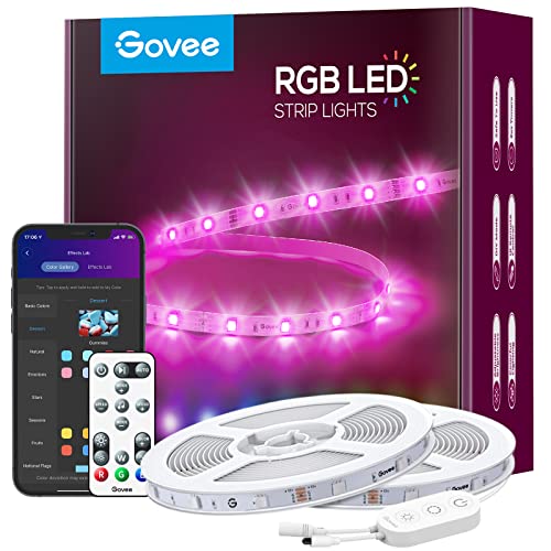 Govee LED Strip RGB 15m Alexa LED Streifen Smart WiFi Leuchten mit Fernbedienung App Steuerung Musiksteuerung WLAN Google Assistant Farbwechsel LED Lichtleiste für Schlafzimmer Küche Wohnzimmer