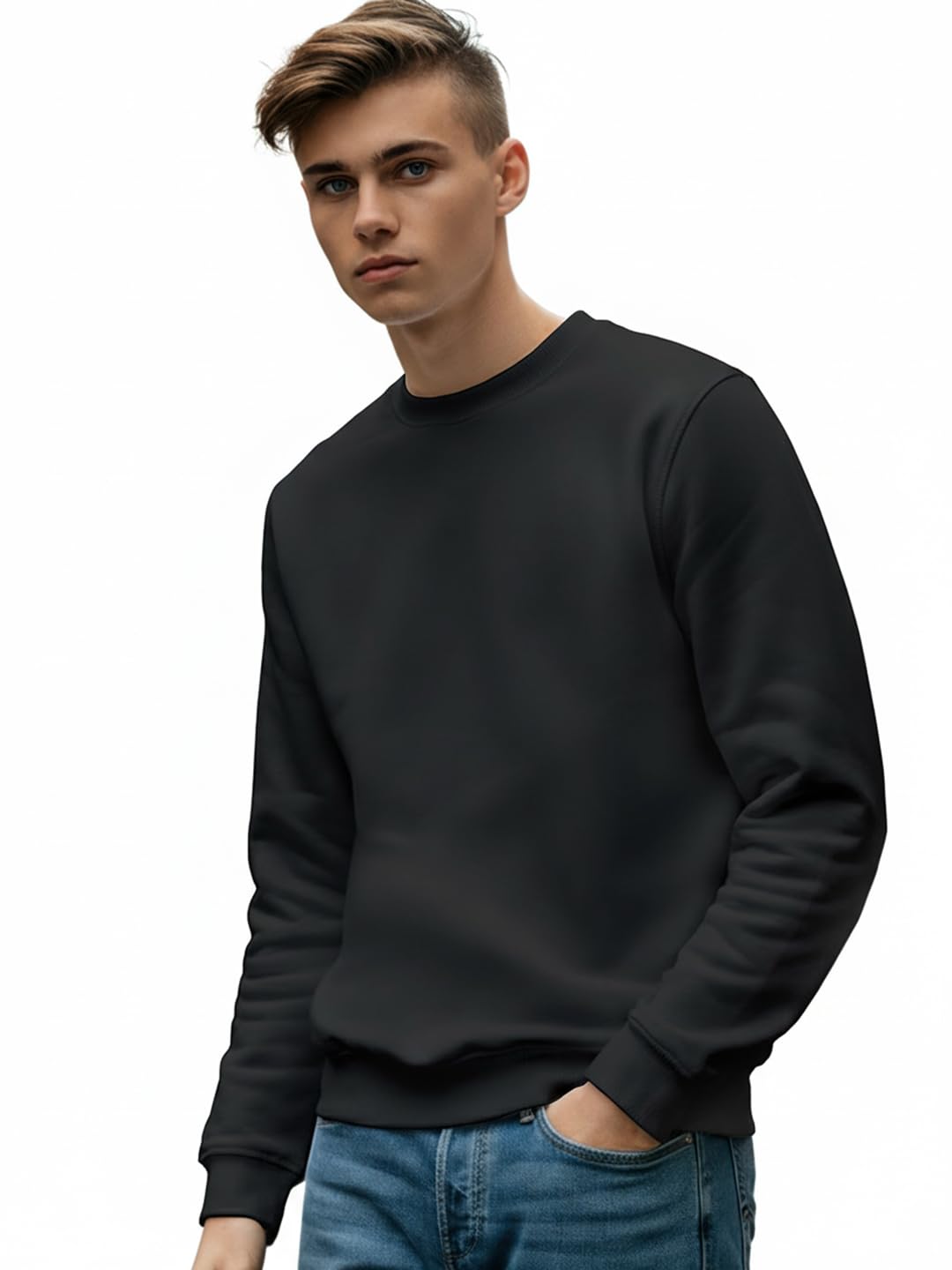 bewakoof Men's Solid Regular Fit Full Sleeve Round Neck Cotton Sweatshirt-picture-15