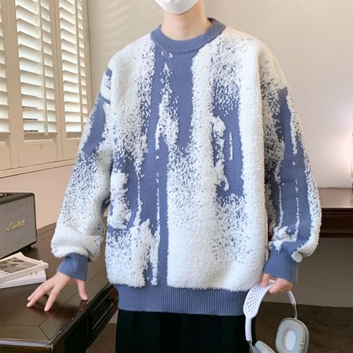 Men's Y2K Aesthetic Fashion Crewneck Sweater, Oversized Long Sleeve Knit Casual Pullover Fall Winter Warm Sweaters3