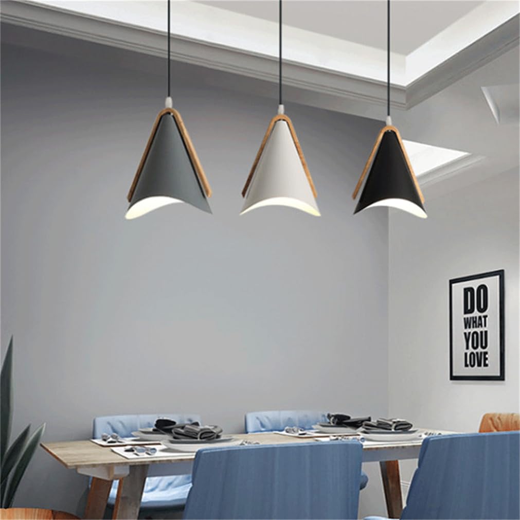 Mała lampa wisząca z 1 światłem kreatywne nordyckie żyrandole drewniane aluminiowa lampa wisząca klosz LED do płaskiego lub pochylonego sufitu, idealna do salonu, jadalni