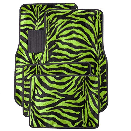 Motorup America Auto Floor Mats (Set of 4) - Green Zebra Animal Print Fits Select Vehicles Car Truck Van SUV - Thumbnail 3