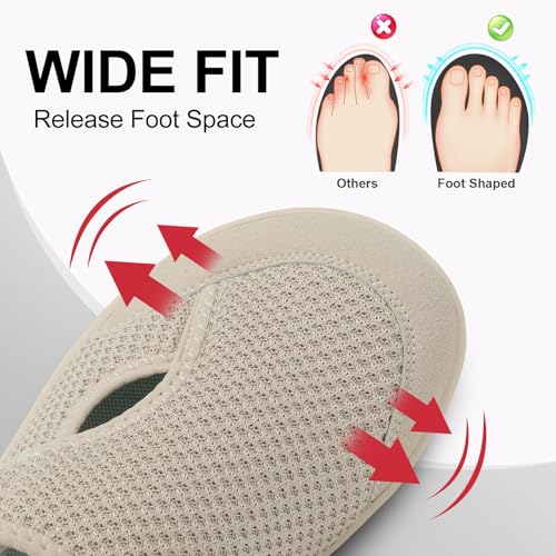 Image of LeIsfIt Wide Toe Box Diabetic Shoes for Women Zero Drop Barefoot Sneakers Breathable Adjustable for Edema Swollen Feet & Seniors