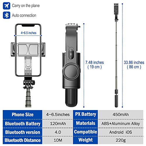 Selfie-Stick, Handy-Stativ, Anti-Shake, ausziehbarer Bluetooth-Selfie-Stick, abnehmbare Fernbedienung, 360° drehbar für… – Bild 8
