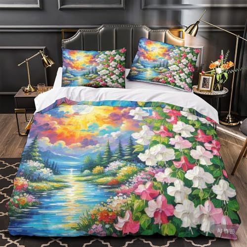 Housse de couette Fuchsie 3D microfibre douce linge de lit super king
