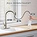FORIOUS Kitchen Faucet with Pull Down Sprayer, Brushed Nickel High Arc Modern Classic Sink Faucet Stainless Steel with Deck Plate Fit for 1 or 3 Hole for Pot Filler Bar Farmhouse Laundry Rv
