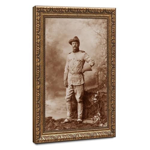 Portrait Sépia Theodore Roosevelt Impression sur Toile Cadre 30x45cm