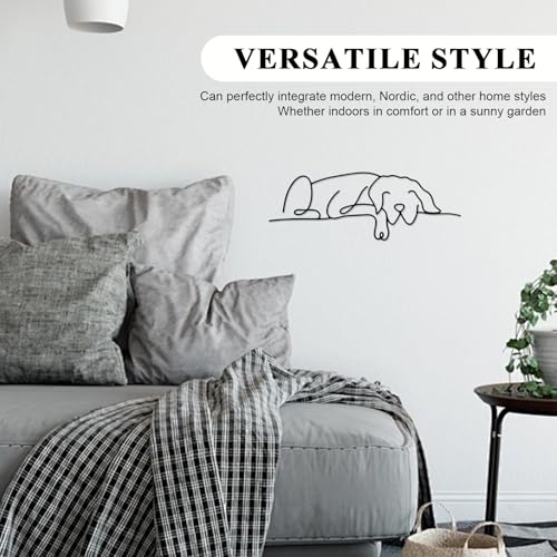 duozoanz Wanddeko Metall Schwarz Hund, Metallbilder Wanddeko Modern, Metalldeko Wand Minimalistisch, Deko Küche Wand Flur Wohnzimmer Schlafzimmer 30x11cm