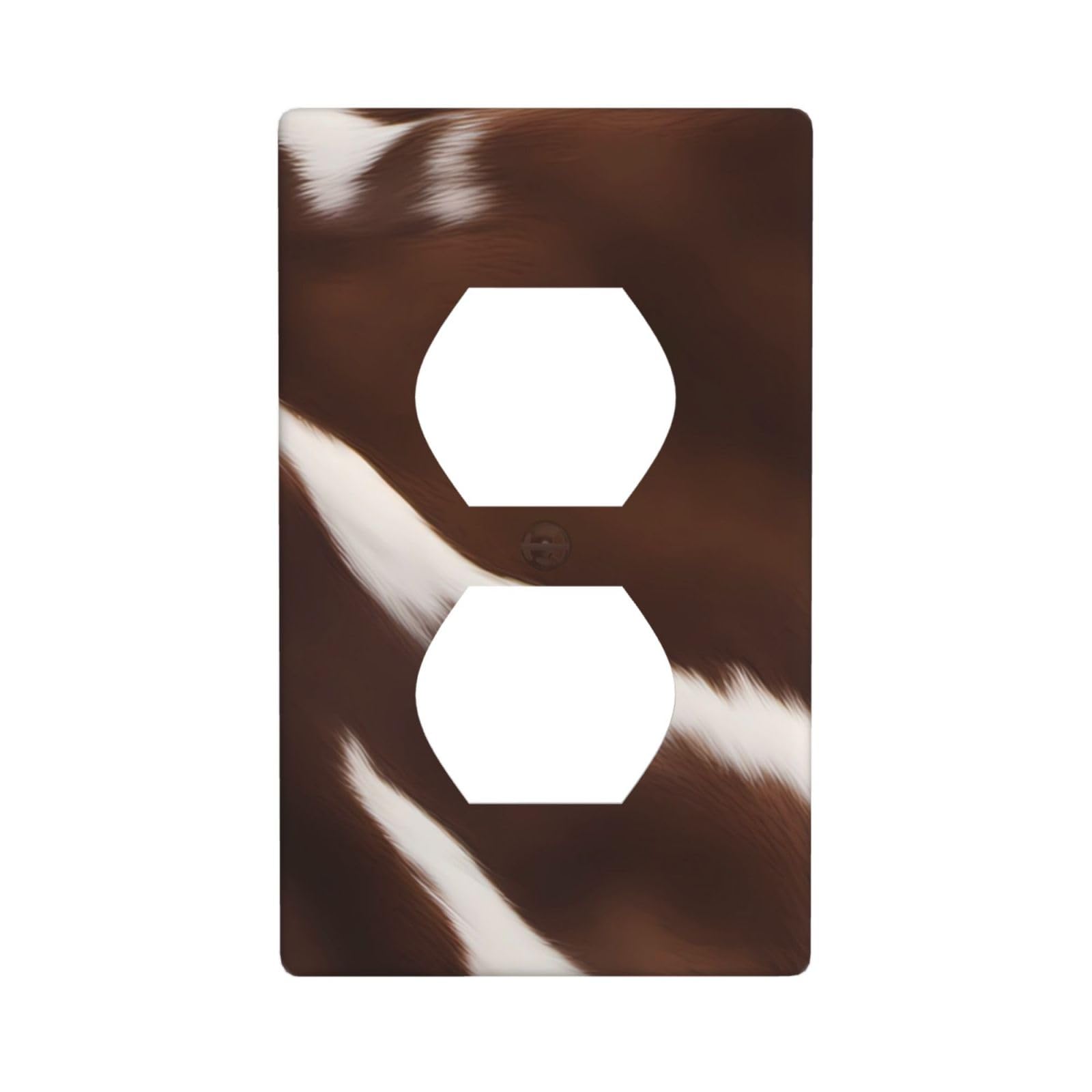 Dual Socket Wall Plate - Durable and Stylish Outlet Cover for Residential Easy to Clean 4.5 x 2.76 in Brown Cowhide Picture