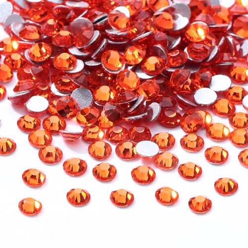 Image of Hyacinth Flatback Rhinestones, Glass Rhinestones for Nail Art and Craft, Glue Fix, Loose Crystal Gemstones(Orange, SS10, 2880pcs, 2.7-2.8mm)