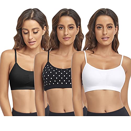 Image of Litthing Bralettes Padded for Women Cami Strap Bra Seamless Sportsbra Wireless Comfort Yoga Lightly T-Shirt Tank Tops