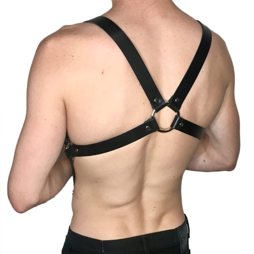 Ceinture De Harnais De Poitrine en Cuir Ajustable pour Hommes Jeu de Rôle Lingerie Sexy Clubwear