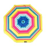 CREVICOSTA QUALITY MARK MARCAS DE CALIDAD - Sombrilla 200 cm con Espiral y Poste de Recorrido Total. Protección total contra los Rayos UV. 8 Varillas (Arcoíris)