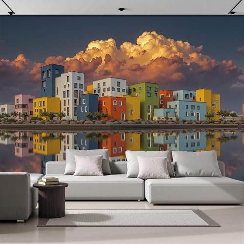 Papel Pintado Pared Panorámico Fotomurales Ciudades Escandinavas Pintura Arquitectura Minimalista Sala De Estar Dormitorio 200X140Cm Murales De Pared Papel Pared