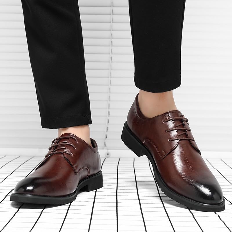 Men's Pointed Toe Dress Shoes Modern Wedding Office Classic Oxfords Shoes Breathable Comfort Business Lace Up Work Leisure Leather Dress Shoes2