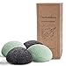 Natural Konjac Facial Sponge with Activated Charcoal and Aloe Vera 4 Pack