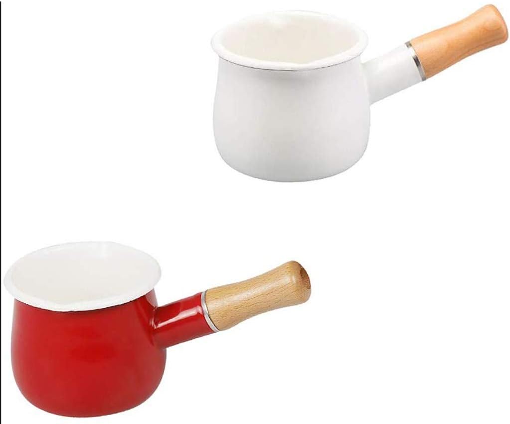 550ml Non-Stick Milk Pan Double Mouth Mini Enamel Mixture Cooking Soup Pot (Color : B)