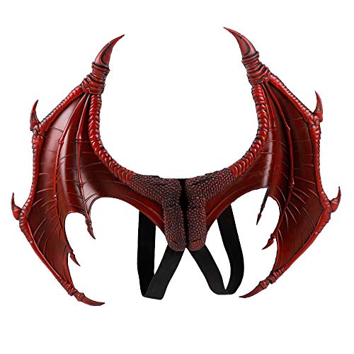 BaronHong Halloween Mardi Gras Costume Cosplay Demon Dragon Wings for Adult(red M)
