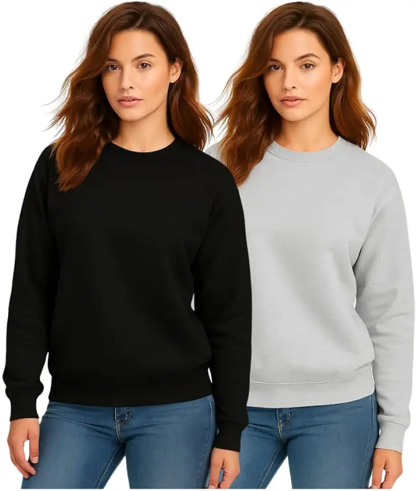 Kit 2 Casaco Moletom Gola Redonda Feminino Careca Blusa De Frio