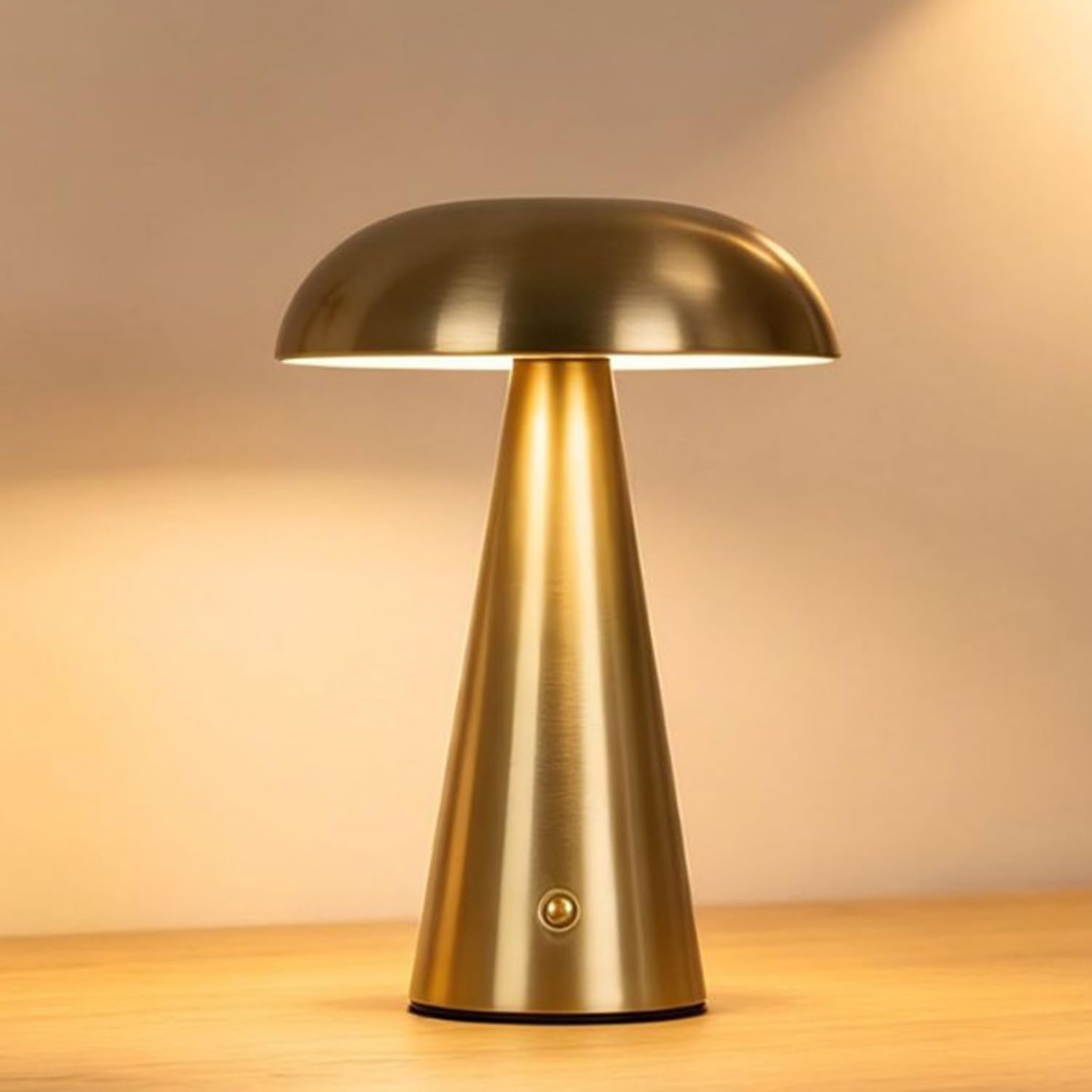 LED Mushroom Table Lamp Cordless with Touch Control Rechargeable Mushroom Lamp USB Rechargeable 1800mAh Battery Portable Table Light Bedside Lamp Wireless Bedside Lamp Bedroom Lamp Desk Lamp,Gold