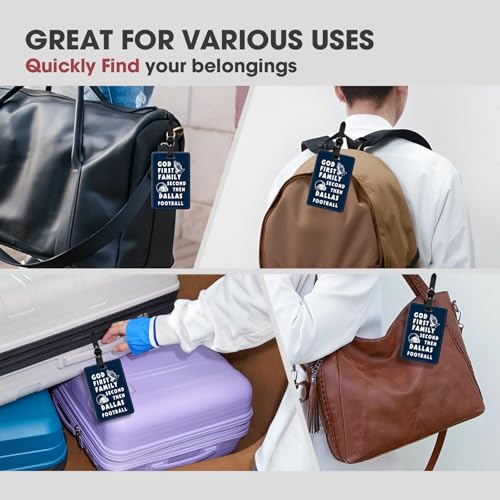 Suamoment 20240911 2 Pcs Funny American Footbal Luggage Tags For Suitcases – God First, Family Second, Then Dallas Football – Pu Leather Travel Id Bag Tags – Durable & Trendy Travel Accessories For Sports Fans thumb #3