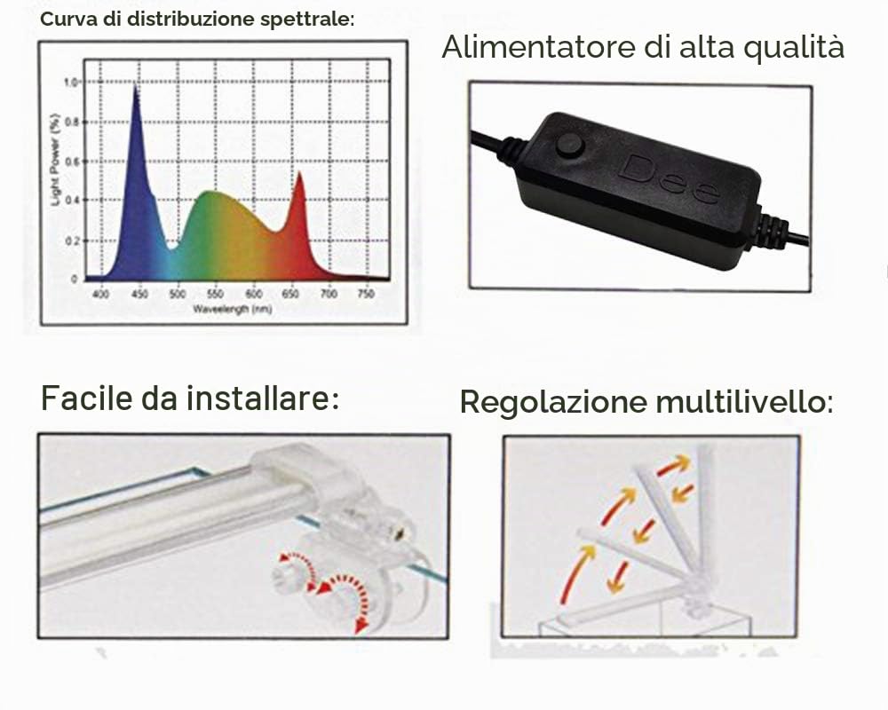 BPS® - Lampada per acquario a LED, illuminazione per piante subacquee, luce bianca e blu, 2 modelli a scelta 4 W/8 W
