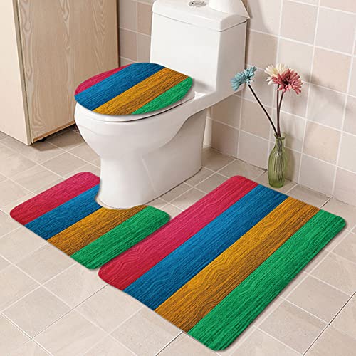 Badematten Set 3 teilig,Toilettenmatte Set,3er Badgarnitur Badezimmer Matte Set Dusch Bade Matte Vorleger Teppich 3D…