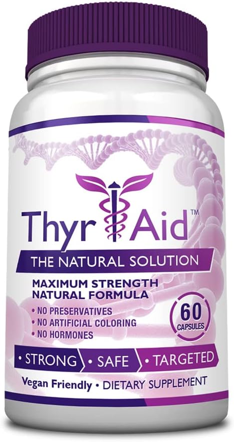 - ThyrAid - Thyroid Supplement - Iodine, Kelp, Ashwagandha - Vegan - 60 Capsules (1 Month Supply)