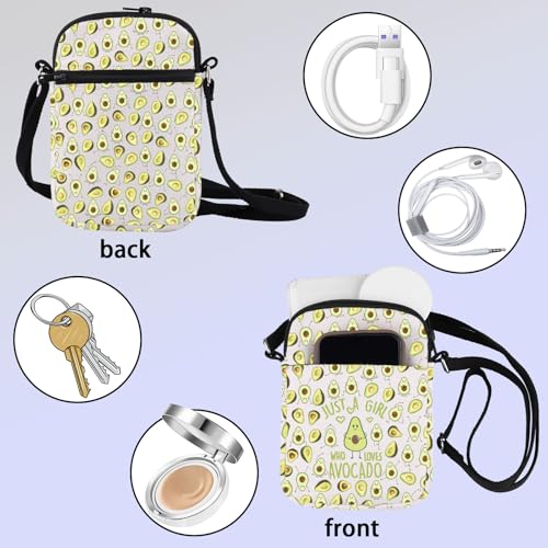 ZJXHPO Vegan Cross Body Bag Just A Who Loves Avocados Messenger Bag Avocado Lover Gift Vegetarian Gift3