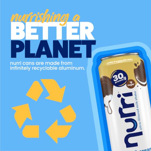 Image of Nurri - 30g Protein Ultra Filtered Milk Shake - Cookies and Cream - Lactose Free, Low Sugar, 150 Calories, 10 Vitamins and Minerals - 11 fl oz, 10 Cans
