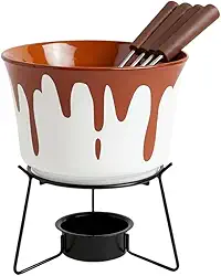 Conjunto P/Fondue 385ml 6 Pçs Panela Em Cerâmica Chocolate
