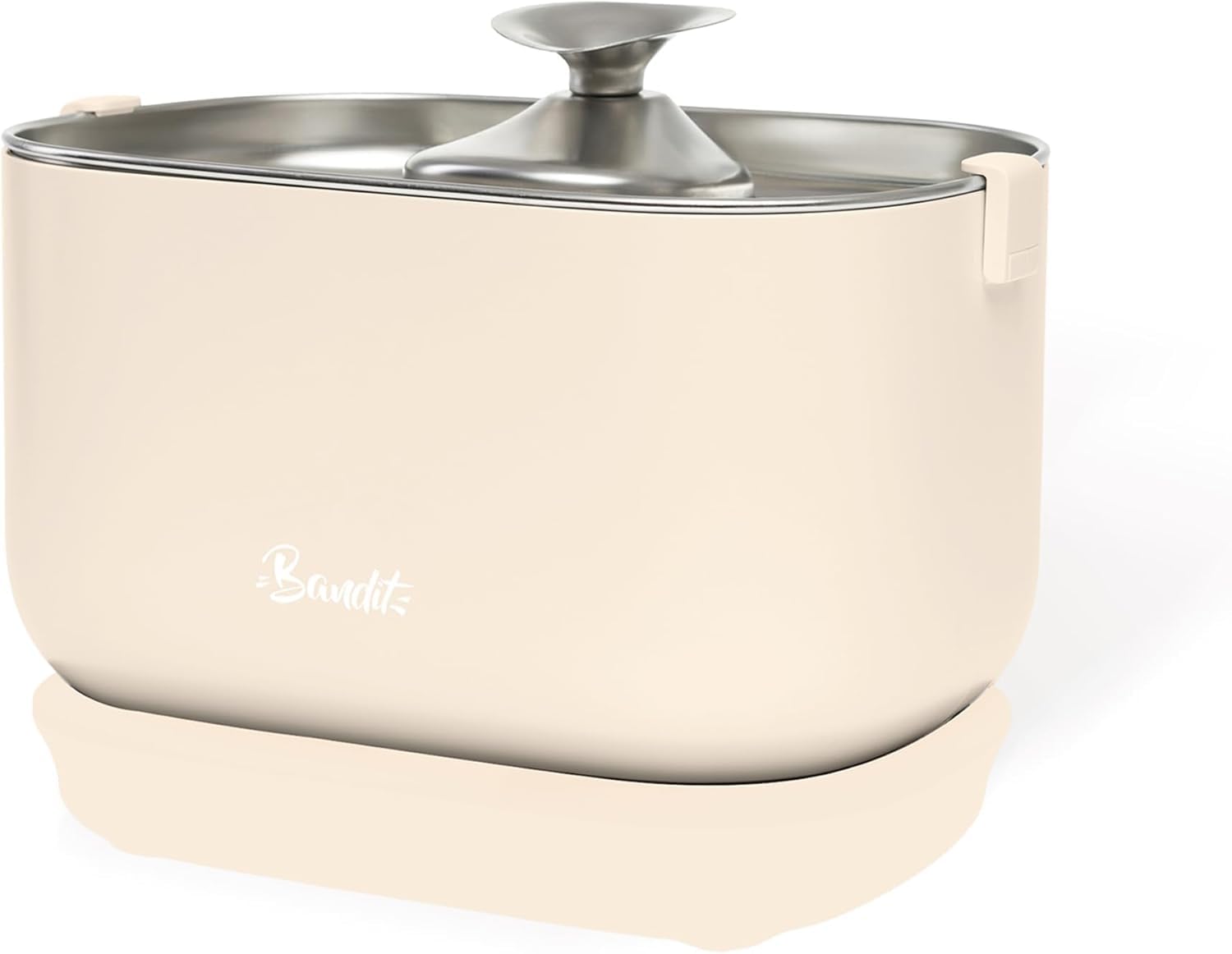Bandit - Fuente de agua con cable para gatos de 2,5 L, filtración de 4 etapas, ultra silenciosa inferior 30 dB, acero inoxidable, bandeja y boquilla para lavavajillas y pesca | Filtración de 4 etapas, ultra silenciosa menos de 30 dB, acero inoxidable, fác