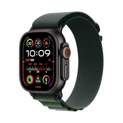 Apple Watch Ultra 2 (GPS + Cellular 49 mm) Smartwatch, Sportuhr mit Titangehäuse in Schwarz und Alpine Loop in Dunkelgrün (Large). Fitnesstracker, präzises GPS, Actiontaste, CO₂ neutral