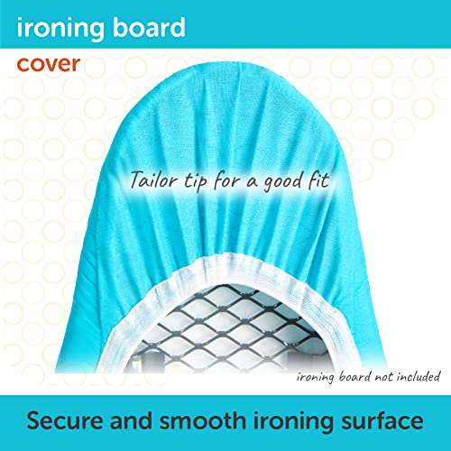 Image of oliso Ironing Board Cover and Pad - 100% Cotton - Standard 15 x 54 | Turquoise, 5mm Thick Felt, Scorch Resistant, Wide Elastic Edge, Adjustable Straps, Heat Reflective