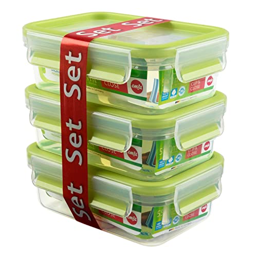 EMSA Clip & Close Frischhaltedosen-Set, rechteckig, 0.55 L, Aufbewarungsboxen, 100 Prozent dicht, spülmaschinen-, gefrier… – Ansicht 3