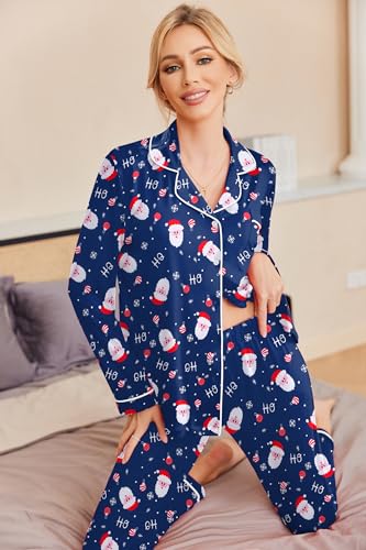 Image of Ekouaer Pajamas Women's Long Sleeve Sleepwear Soft Button Down Loungewear Pjs Lounge Set Nightwear XS-XXL