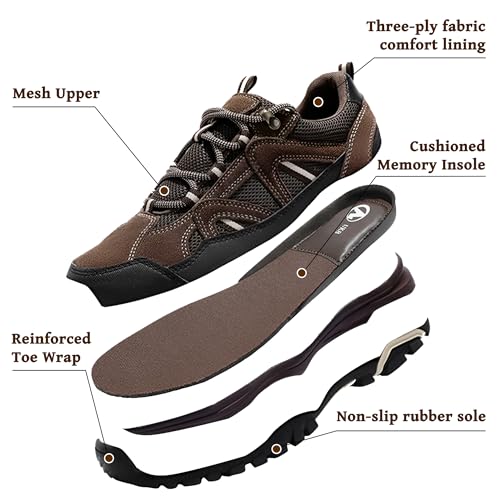 MIXIN Mens Hiking Shoes Lightweight Breathable Anti-Slip Low Top Trainers for Trekking Trailing Outdoor Camping Walking3