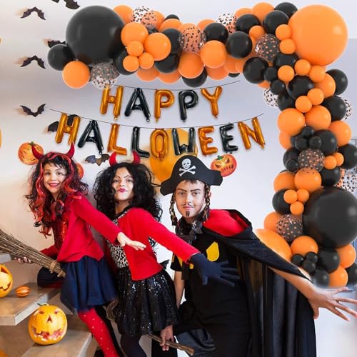 Image of Rozi Decoration Halloween Theme Rubber Balloons - 50 Pcs Orange & Black Balloon Decor Kit | Scary Party Supplies for Home, Hotel, Garden Decor | Birthday & Anniversary Decoration