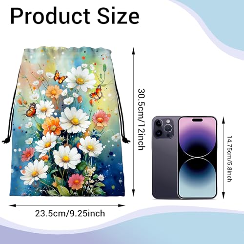 Image of Daisy Flower Gymnastics Drawstring Bags Lightweight Athlete String Bag for Gymnasts Dancer