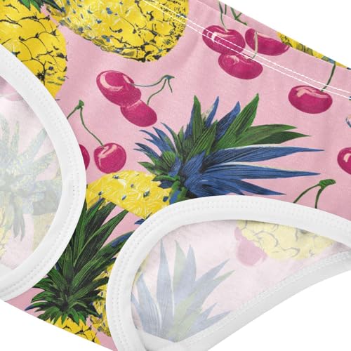 Wusikd Pineapples Girls' Underwear Cotton Pink Cherries Girls Briefs Soft Toddler Underwear 2T4