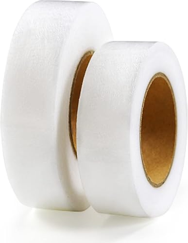 PLANTIONAL 2 rollos de cinta adhesiva para planchar en el dobladillo 1 pulgada x 22 yardas, tela adhesiva ligera y de peso medio, no requiere