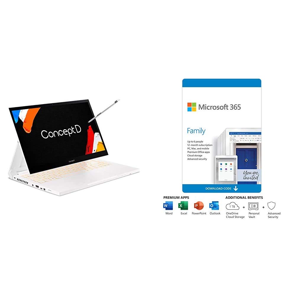 ConceptD 3 Ezel CC314-72G-72SX Convertible Creator Laptop, with Microsoft 365 Family 12-Month Subscr