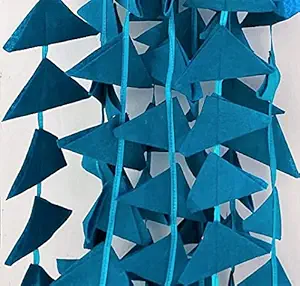 Abhaas Decorative Triangle Felt Fabric Garlands Handmade 4ft. Hanging Toran Indian for Mehndi, Haldi, Wedding, Party Decor/Backdrops, Home Decor, Color Theme Party, Festivals (Light Blue, 5 Garlands)