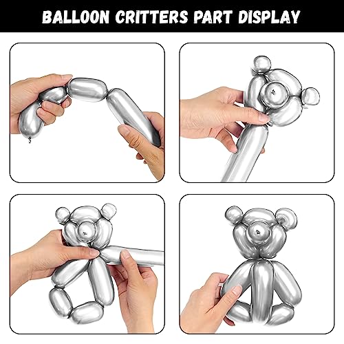 Image of 100pcs Metallic Long Balloons for Balloon Animals, Chrome 260 Balloons Art Kit for Twisting, Skinny Modeling Balloons Supplies for Birthday Party Wedding Festival Decorations